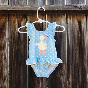 COPY - Le Top baby blue, duck bathing suit 18M
